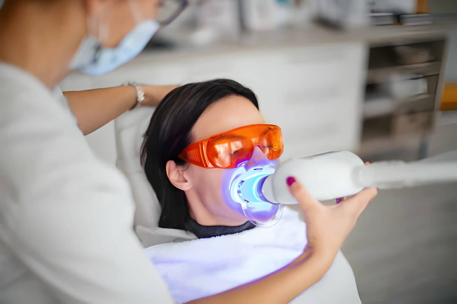 Professional teeth whitening session