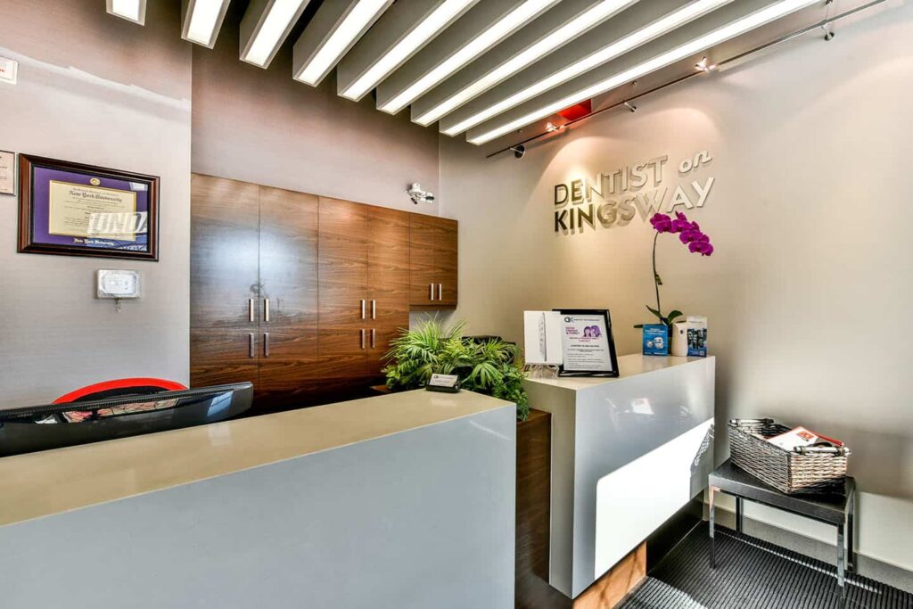 Reception desk at Dentist on Kingsway in Vancouver, where CDCP claims are billed directly